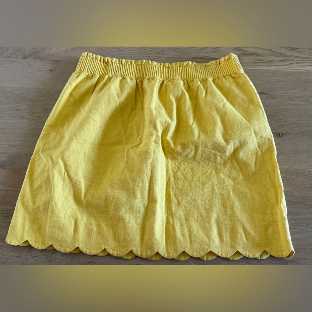 J. Crew factory linen blend scalloped skirt yellow size 10